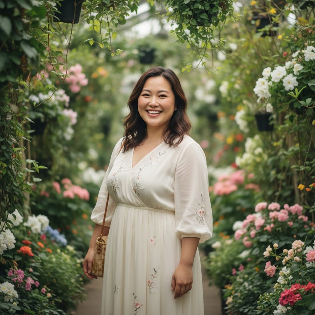 curve asian woman outdoor garden natural beauty 37563160