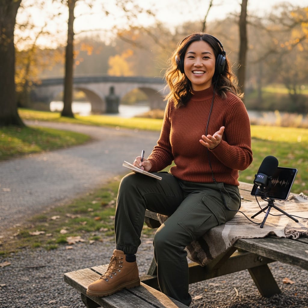 curve asian woman outdoor location recording 12789765