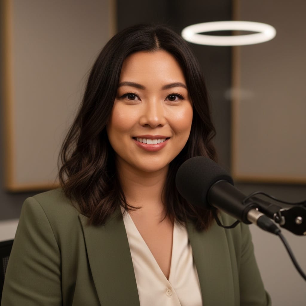 curve asian woman professional podcast portrait 89037924