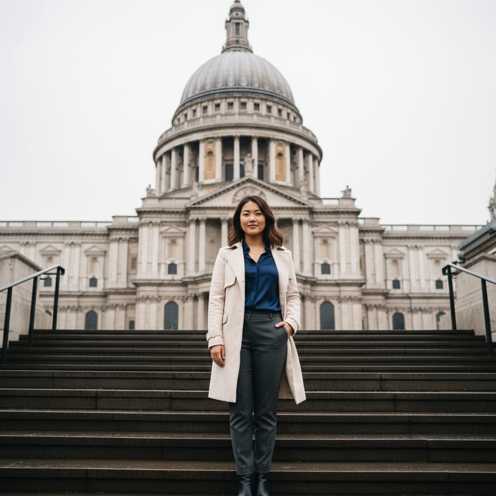 curve asian woman st pauls cathedral steps 35304000