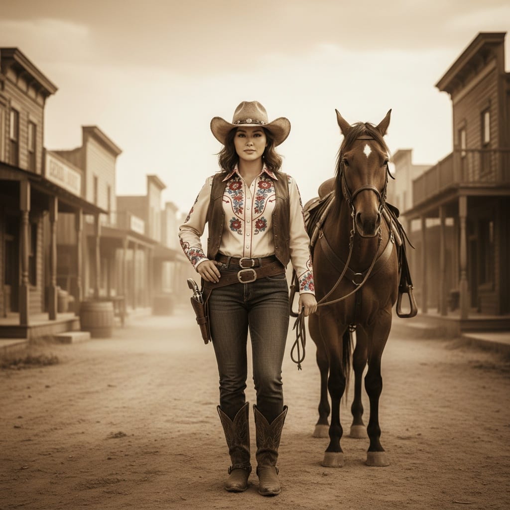 curve asian woman western cowboy hero 85127700