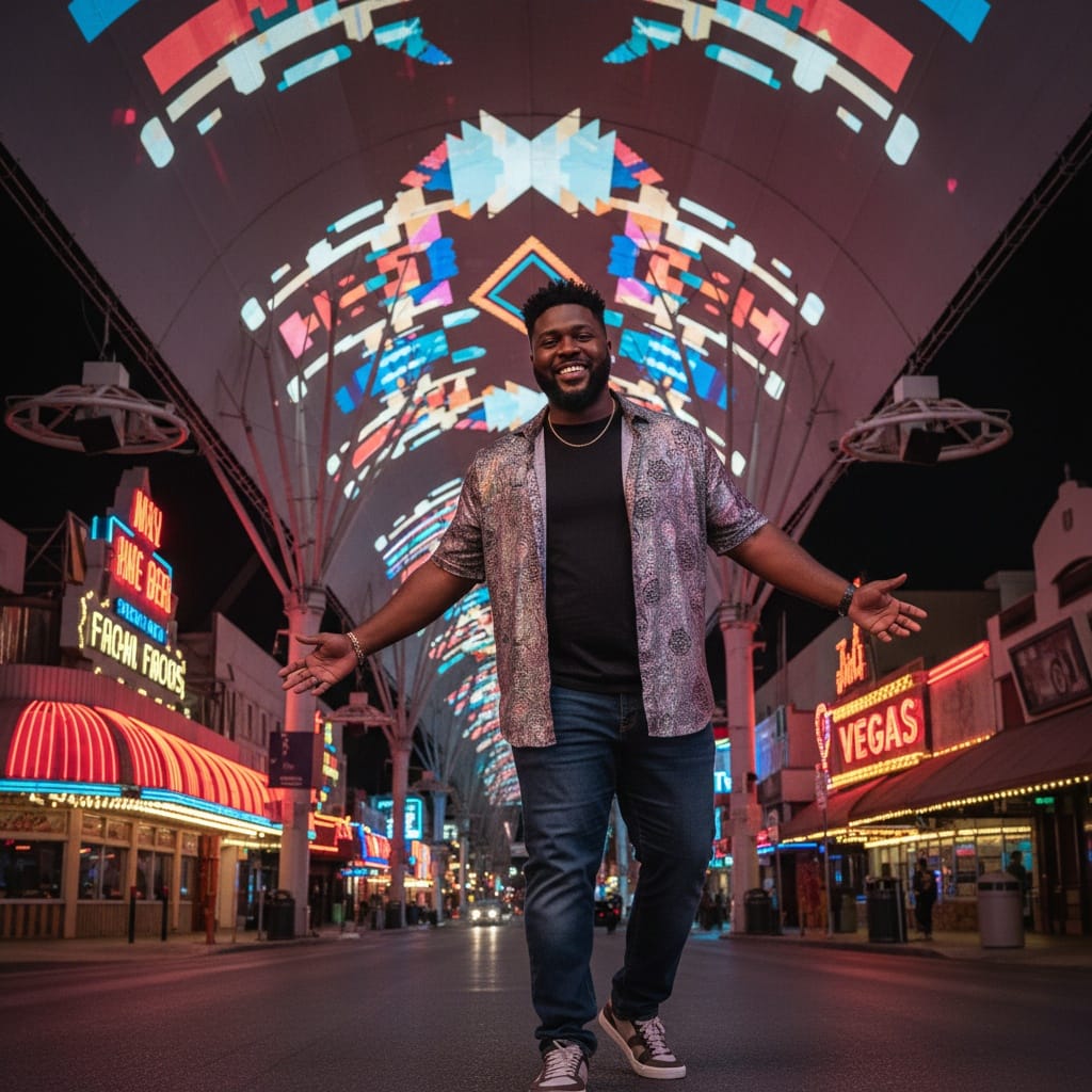 curve black man fremont street canopy 75906160