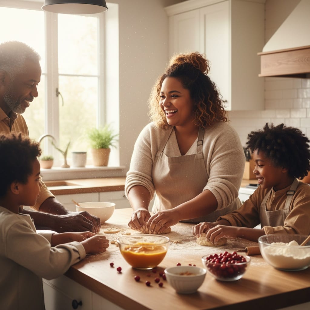 curve black woman baking together kitchen 99742188