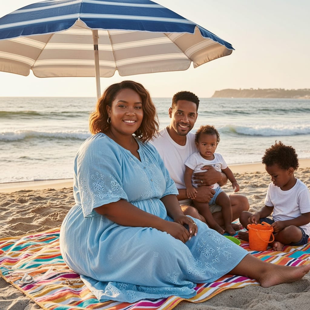 curve black woman beach blanket picnic 76575690