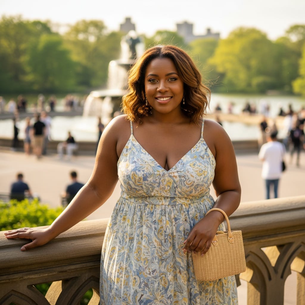 curve black woman central park bethesda fountain 49373625