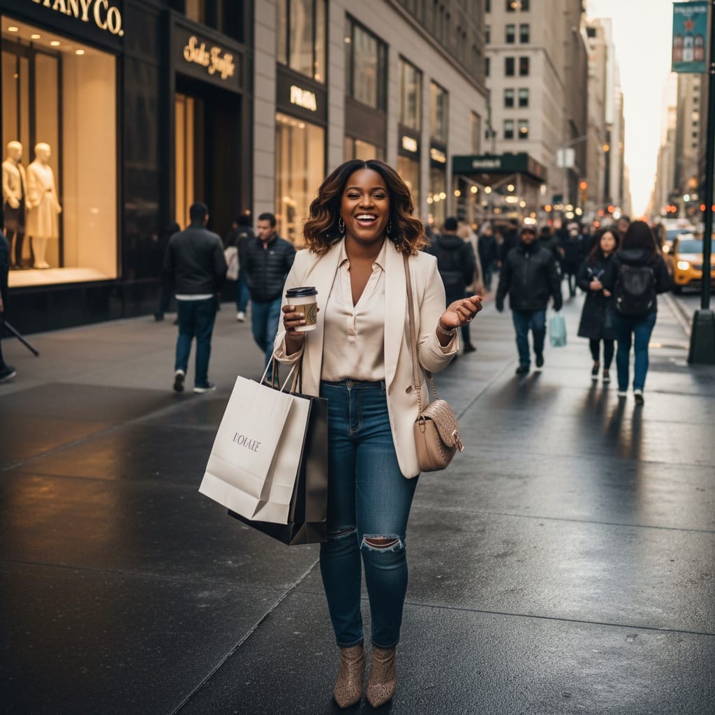 curve black woman fifth avenue shopping 81610995