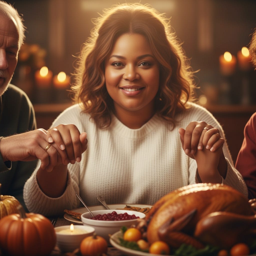 curve black woman gratitude hands together 58246616