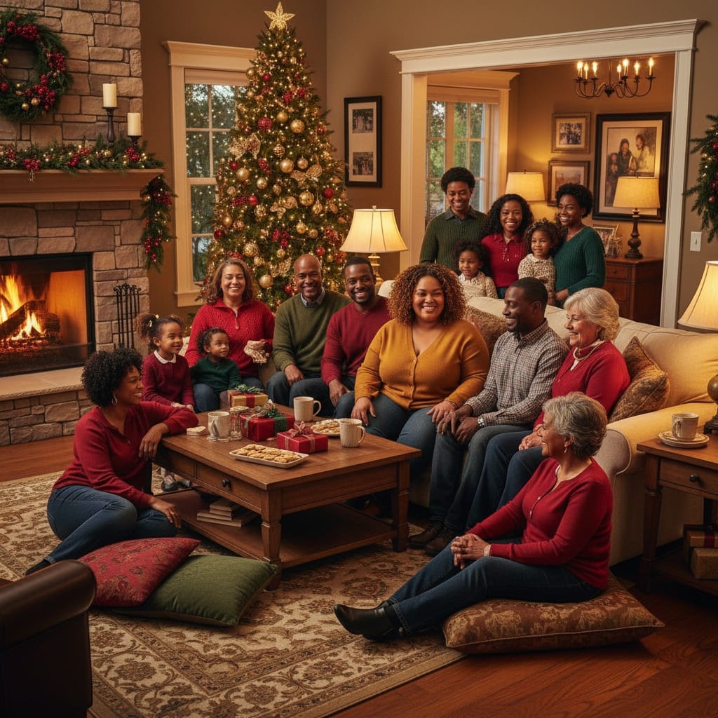 curve black woman holiday living room 86650868