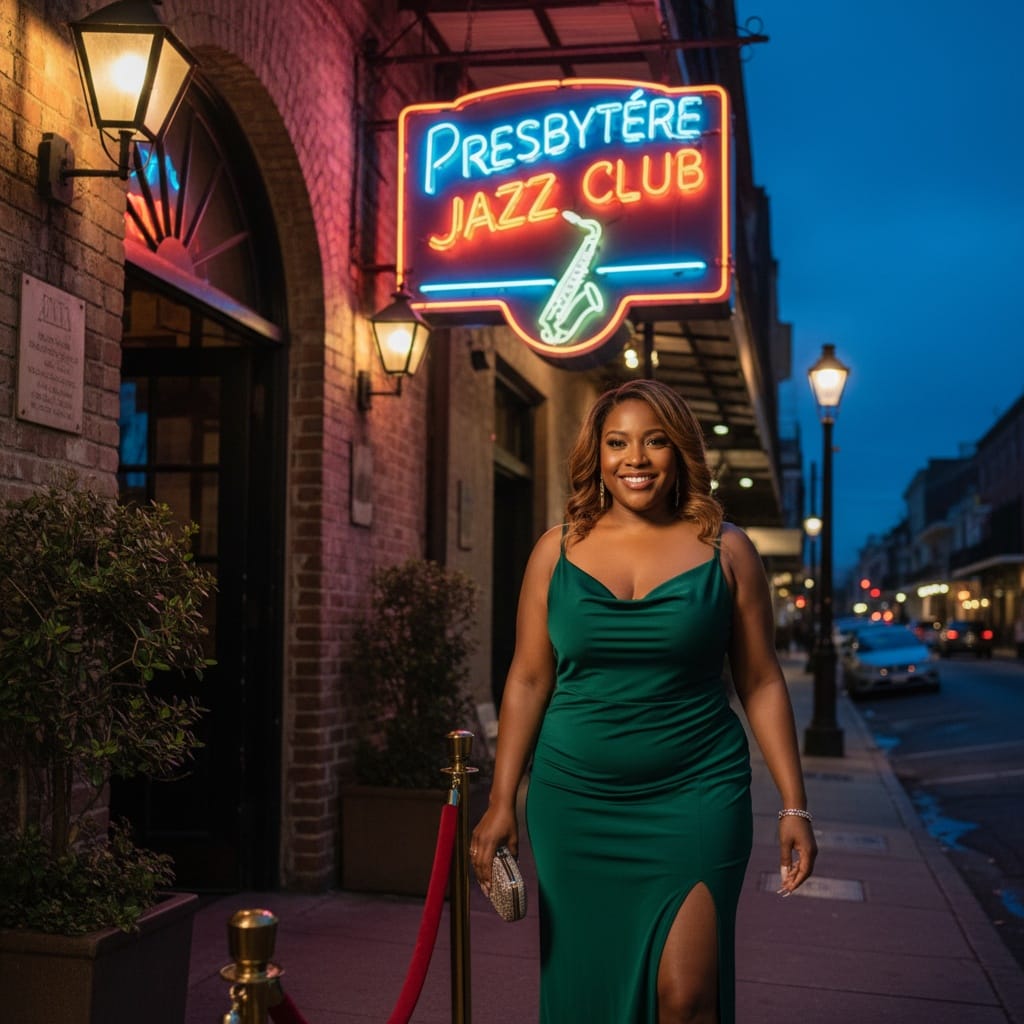 curve black woman jazz club entrance 95540786