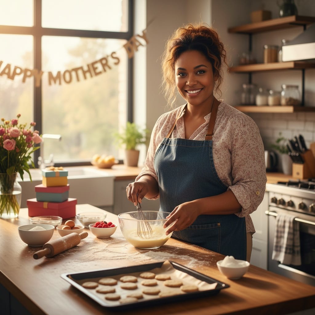 curve black woman kitchen baking scene 61396388
