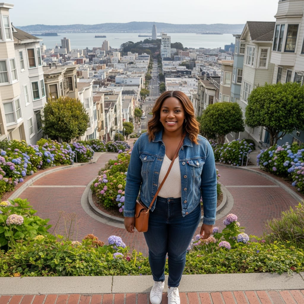 curve black woman lombard street crooked 80736481