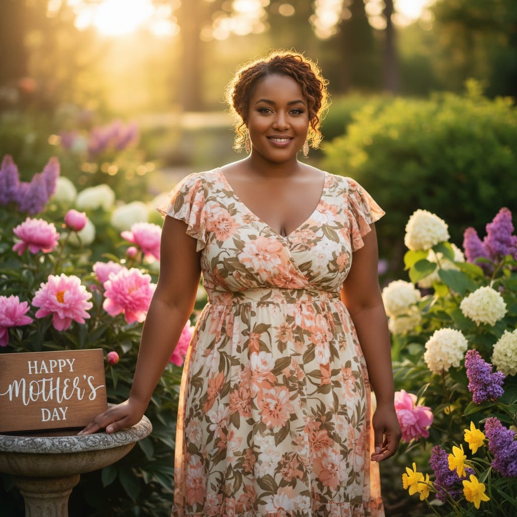 curve black woman outdoor garden portrait 23684443