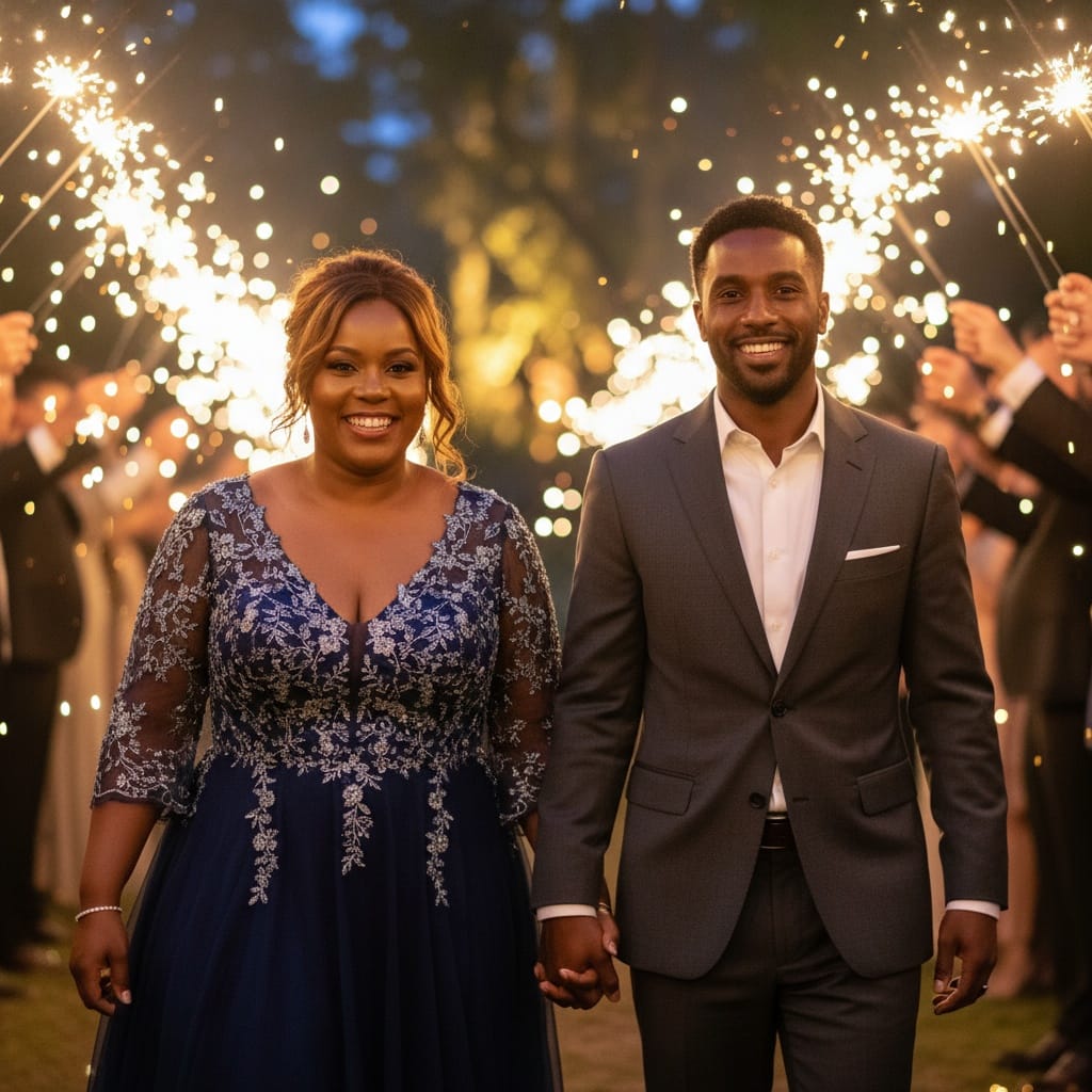 curve black woman sparkler send off 39210668