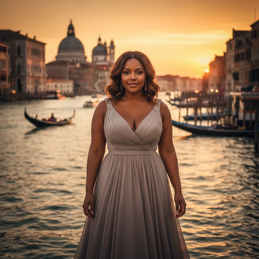 curve black woman sunset grand canal 33737295