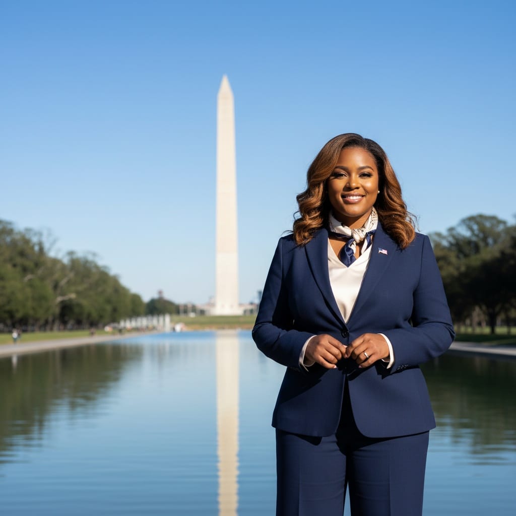 curve black woman washington monument reflection 49644279