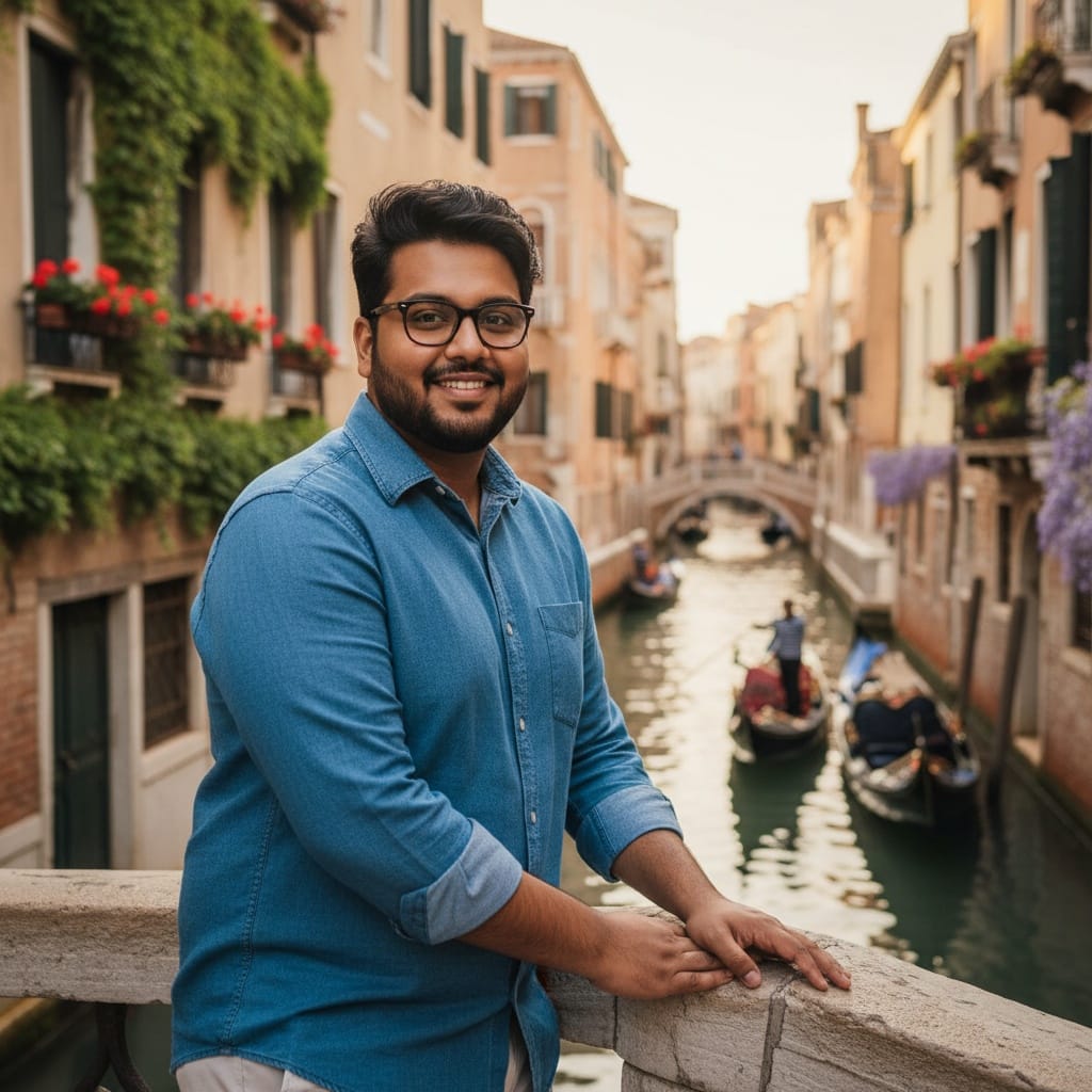 curve indian man canal bridge romantic 18255649