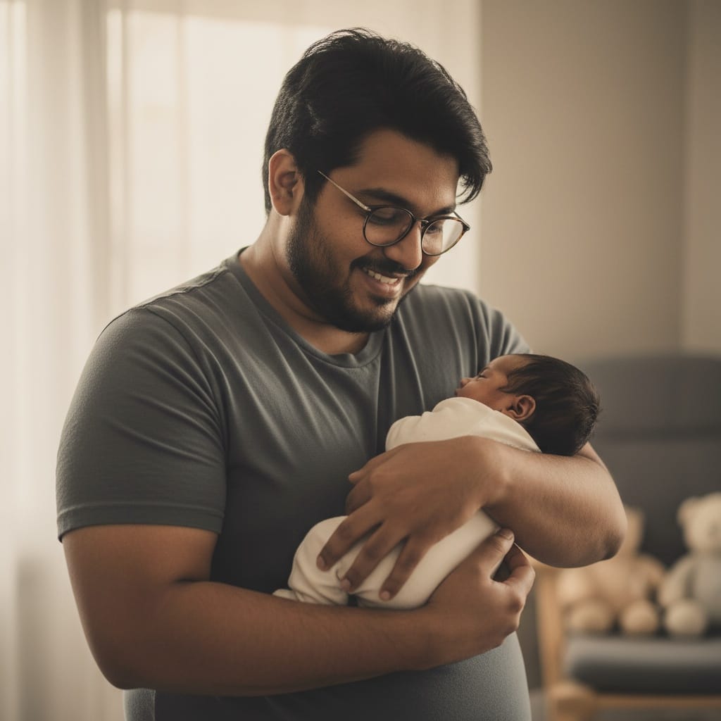 curve indian man dad with baby close up 26640105