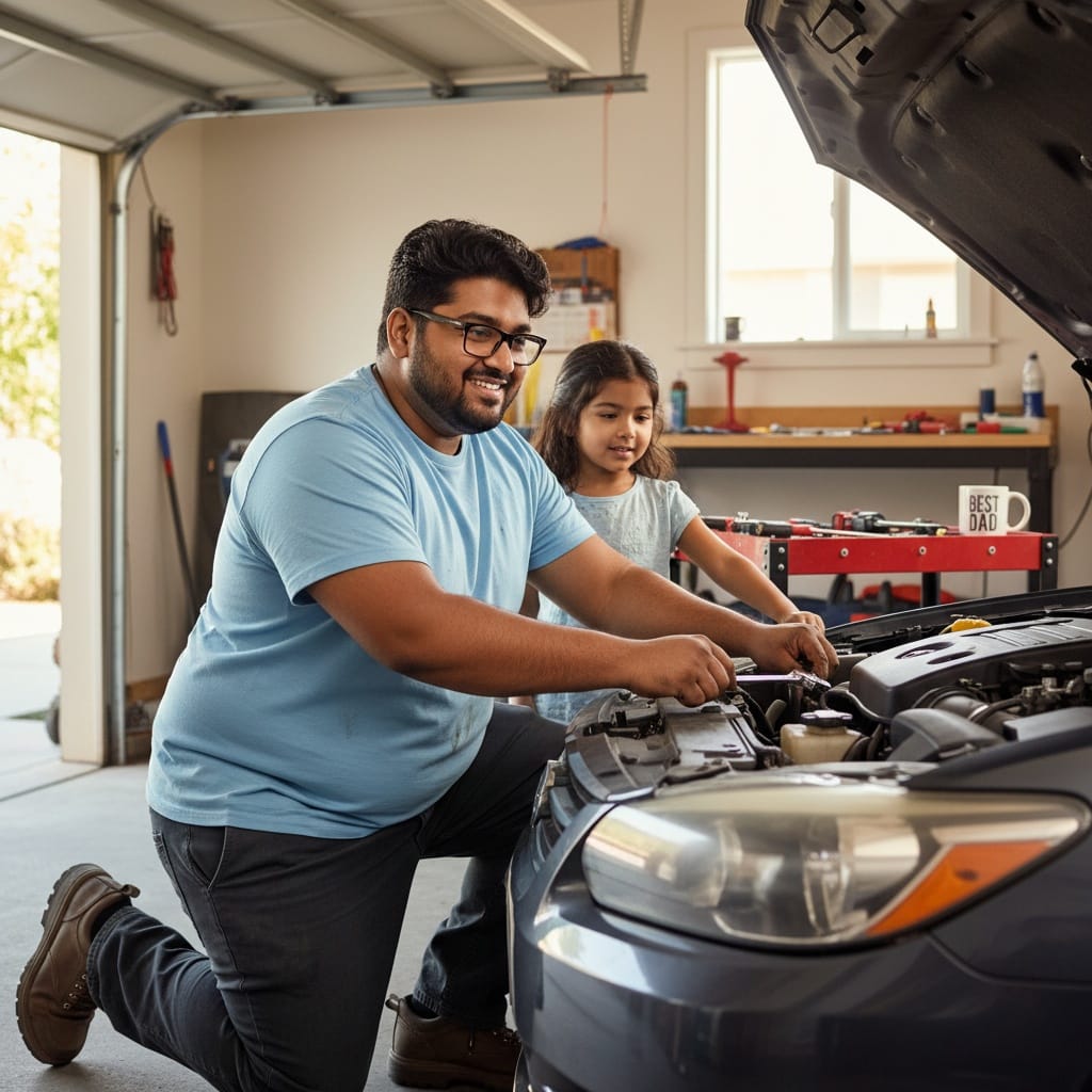 curve indian man dad working on car 20204694