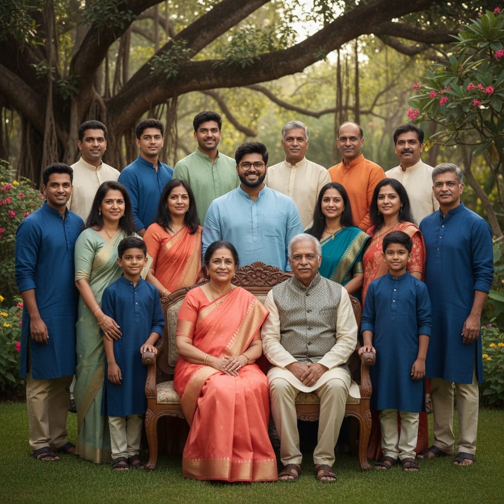 curve indian man multi generational group portrait 74986132