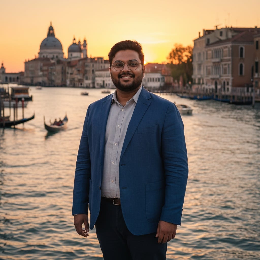 curve indian man sunset grand canal 93718889