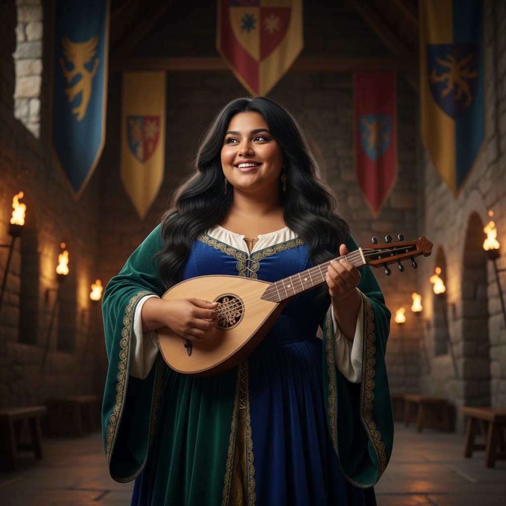 curve indian woman bard musician great hall 10509724
