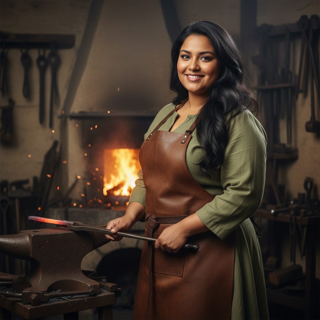 curve indian woman blacksmith forge workshop 11993871