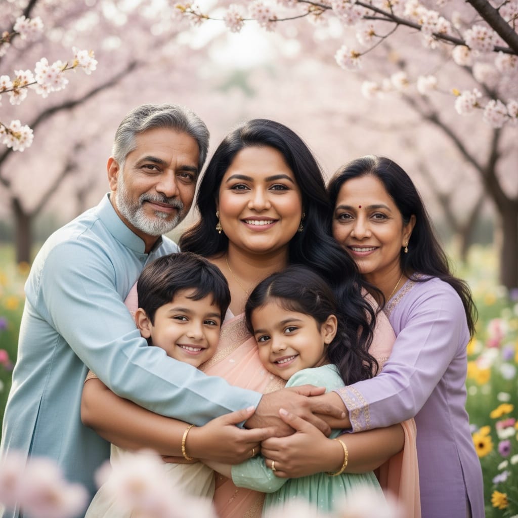 curve indian woman close family embrace 53293194