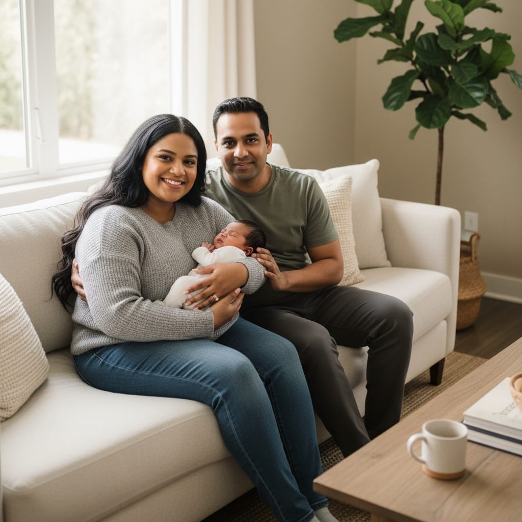 curve indian woman family couch lifestyle 98982252