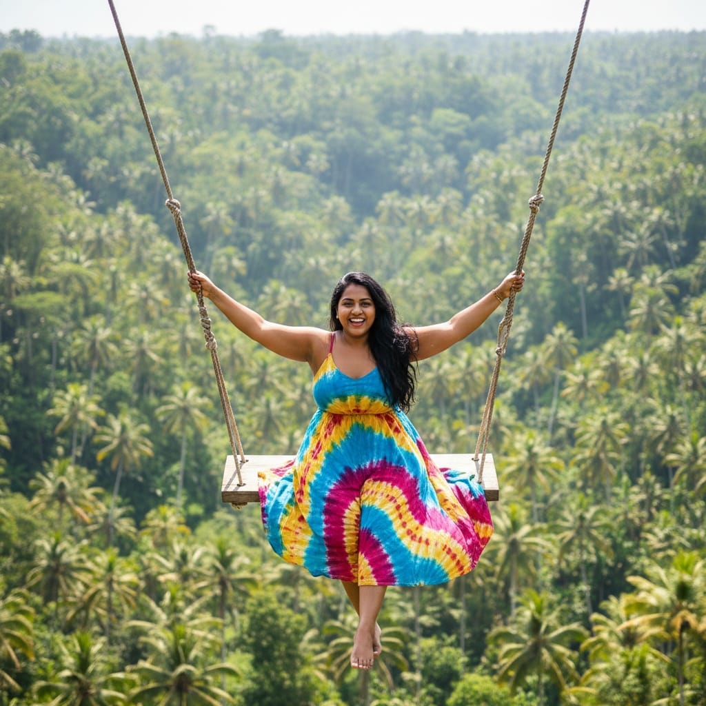 curve indian woman jungle swing action shot 20524216