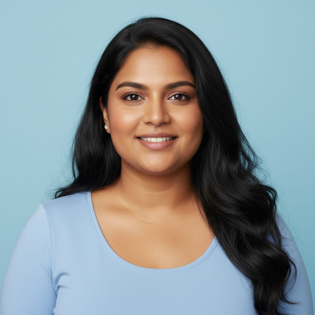 curve indian woman light blue background direct 75601678