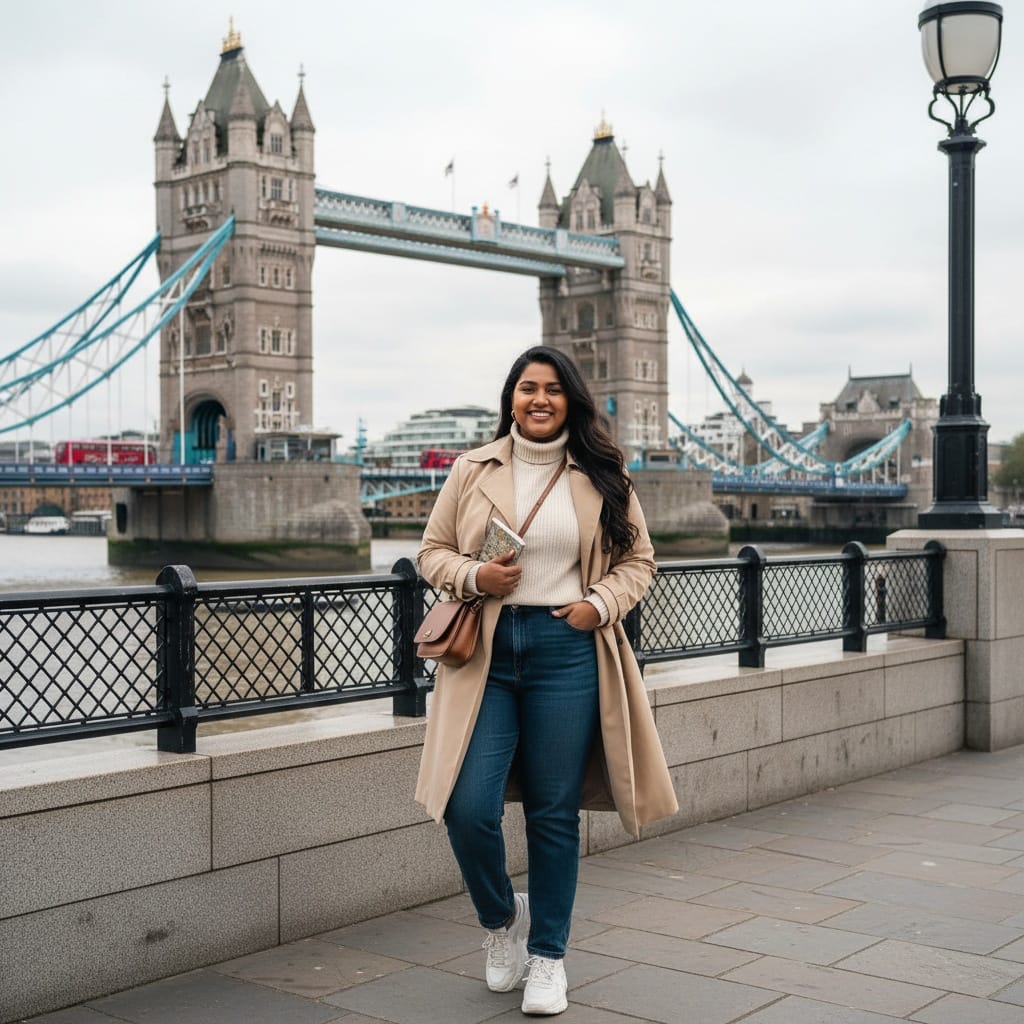 curve indian woman london tower bridge 71215612