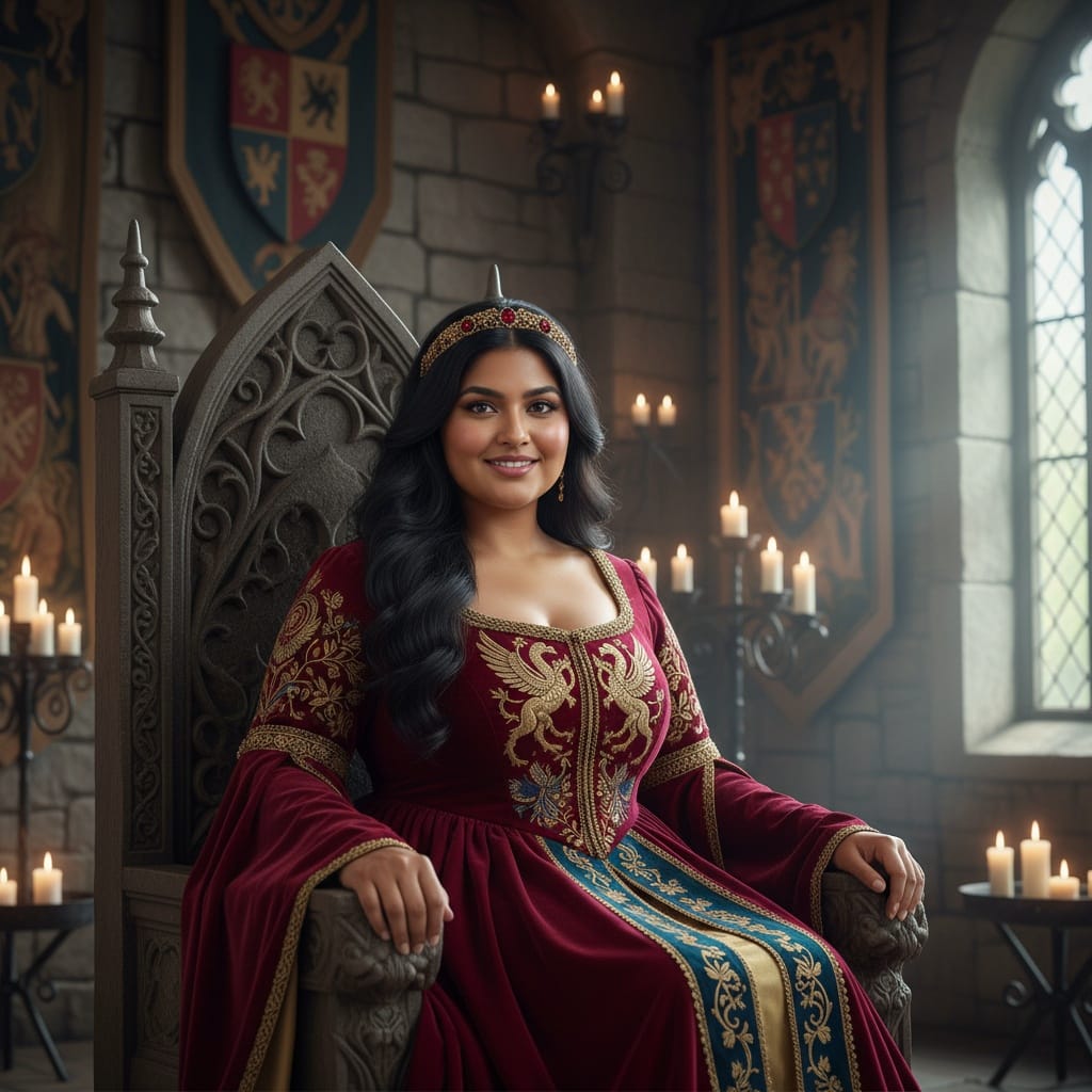 curve indian woman noble portrait throne room 21488364