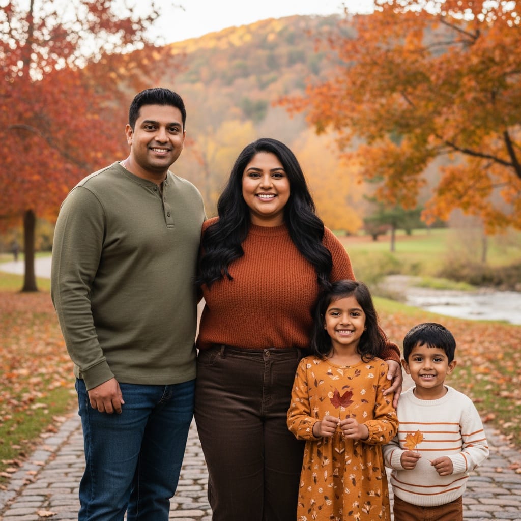 curve indian woman outdoor fall autumn colors 15315702