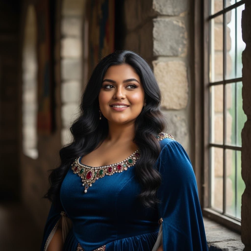 curve indian woman royal portrait castle window 91146849