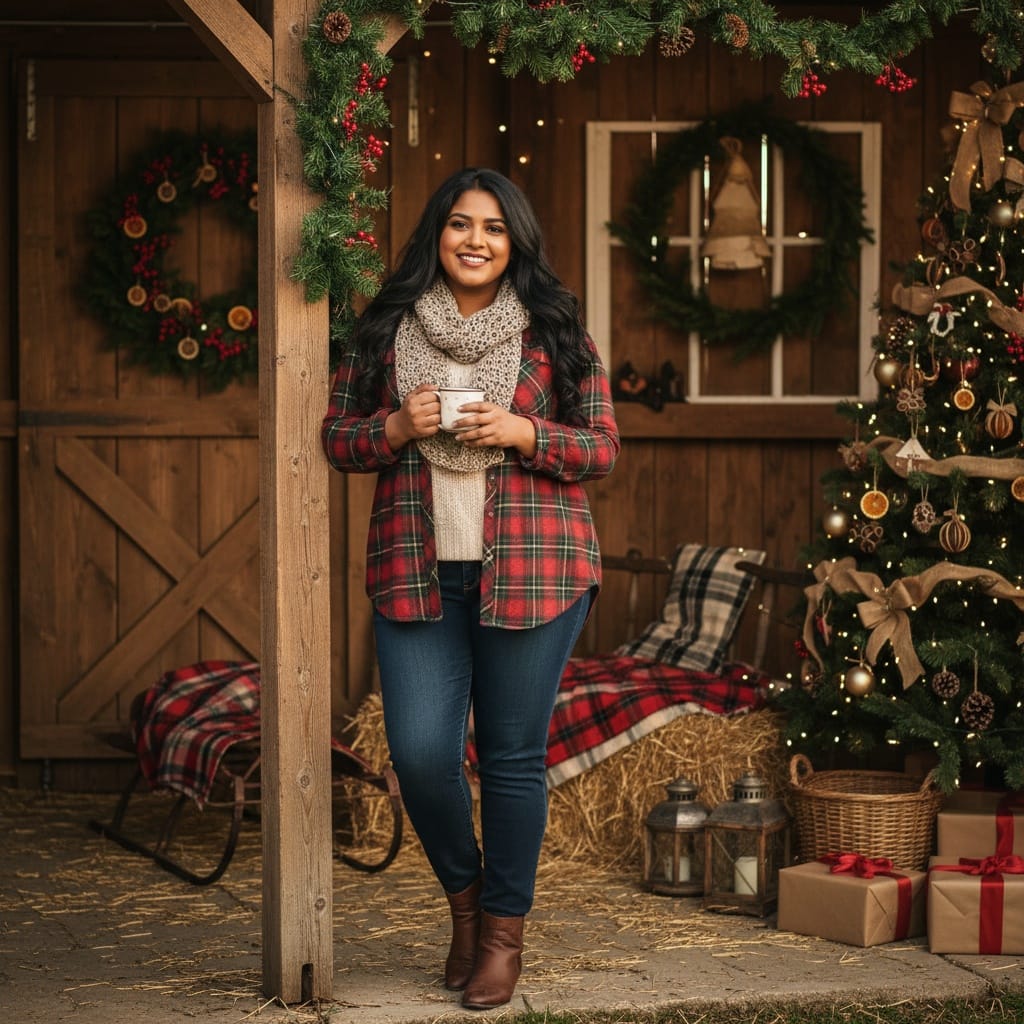 curve indian woman rustic barn christmas 23929006