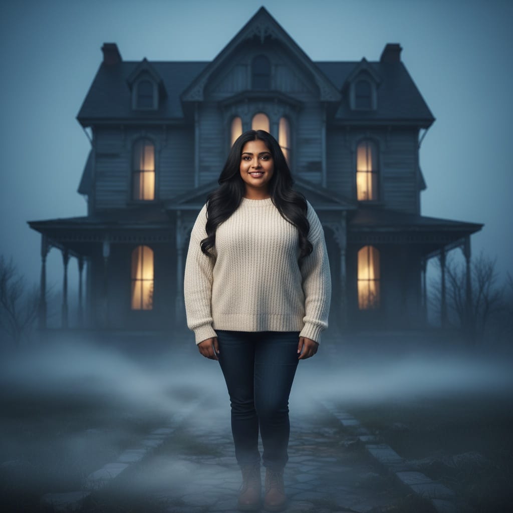 curve indian woman spooky haunted house 50813093