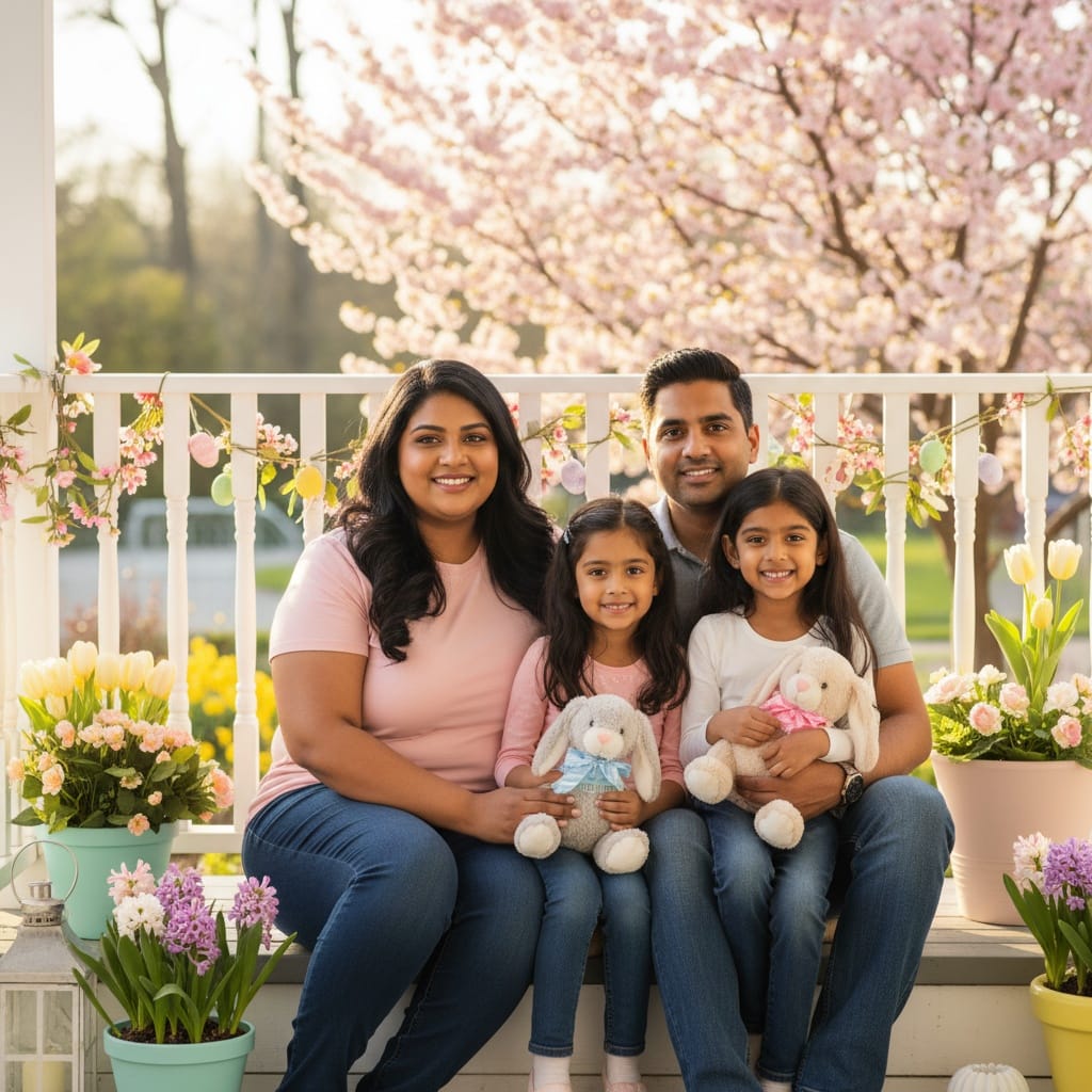 curve indian woman spring porch sitting 28524112