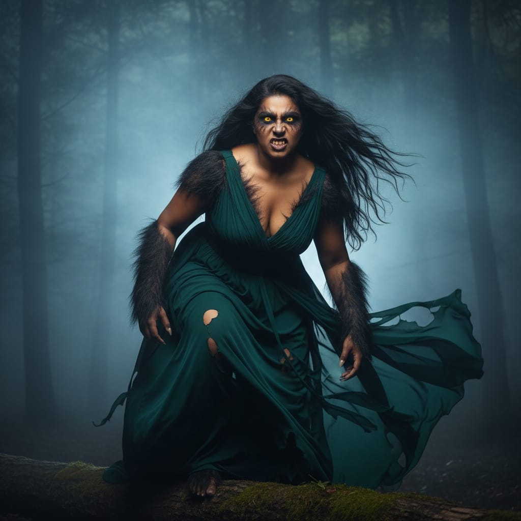 curve indian woman werewolf forest dramatic 11015212