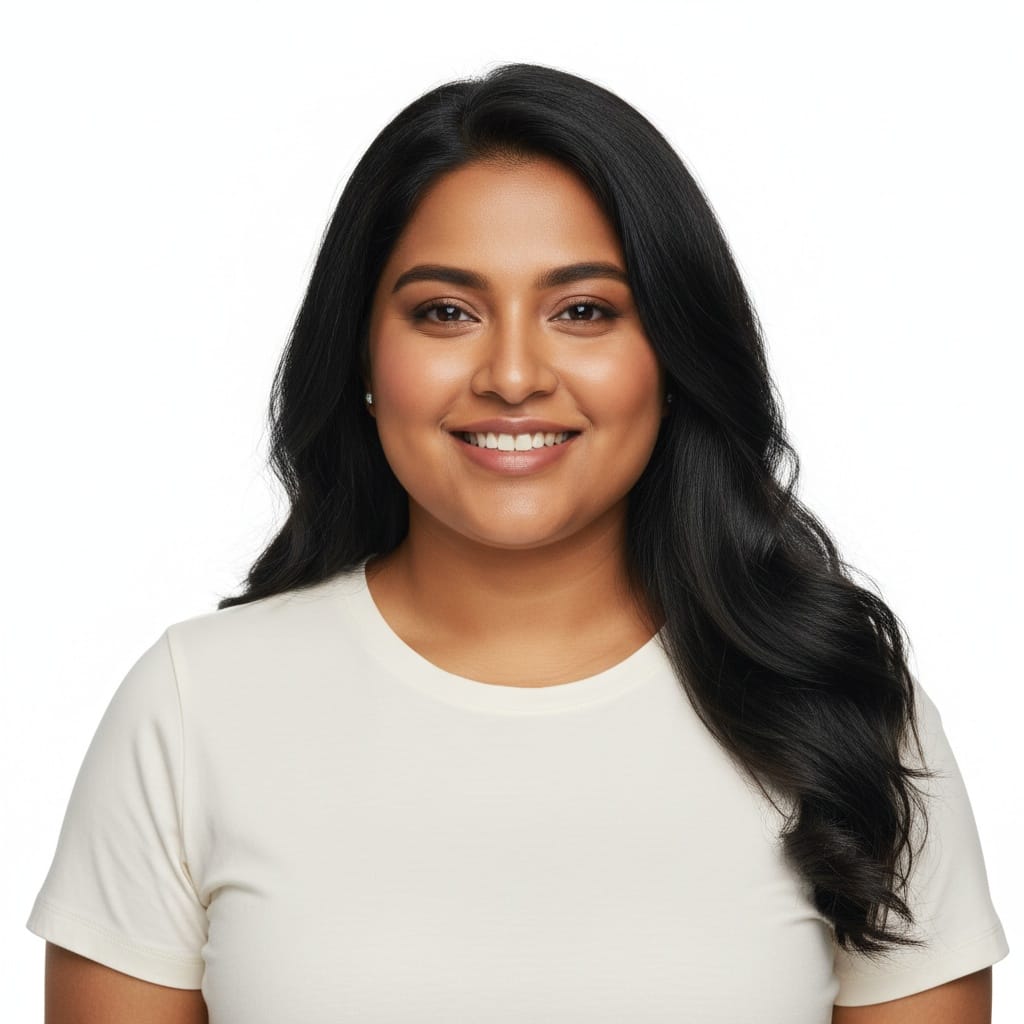curve indian woman white background full face 28709418
