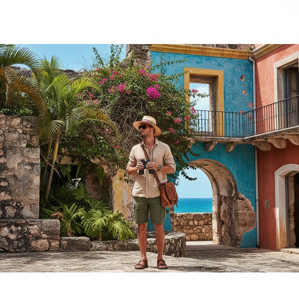 curve latina woman island excursion tropical ruins 63888089