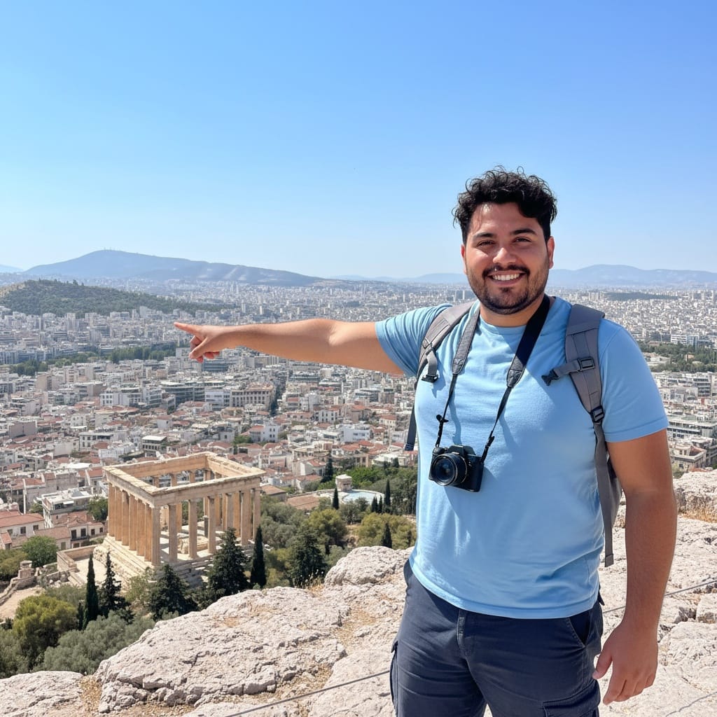curve latino man acropolis overlook city view 59114073