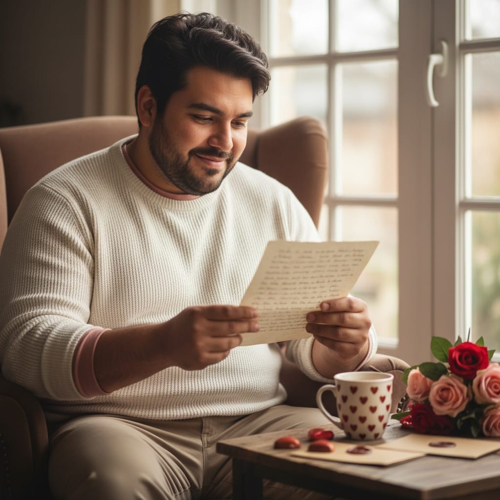 curve latino man love letter reading 38350983