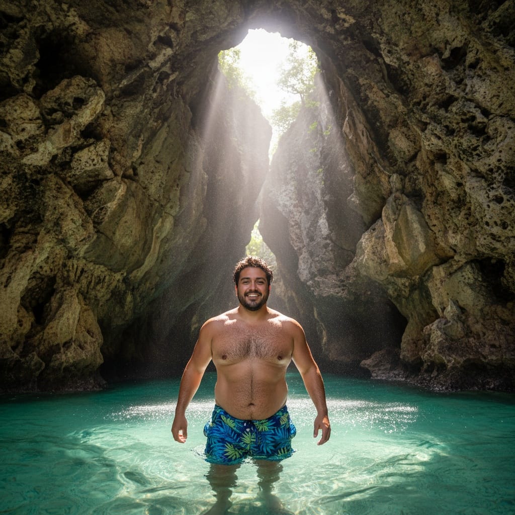 curve latino man secret beach entrance 68129904