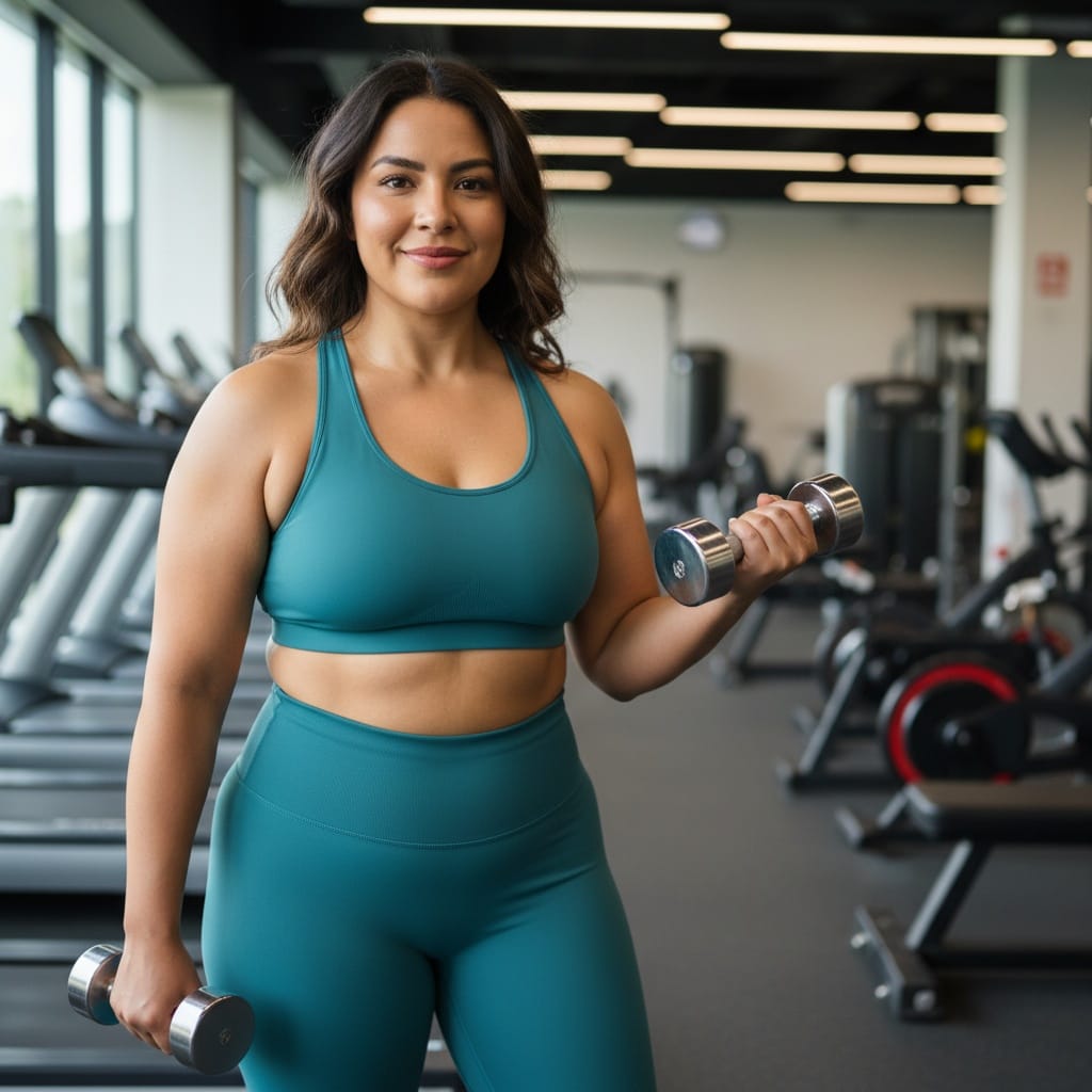 curve latino woman before gym environment starting 65992679