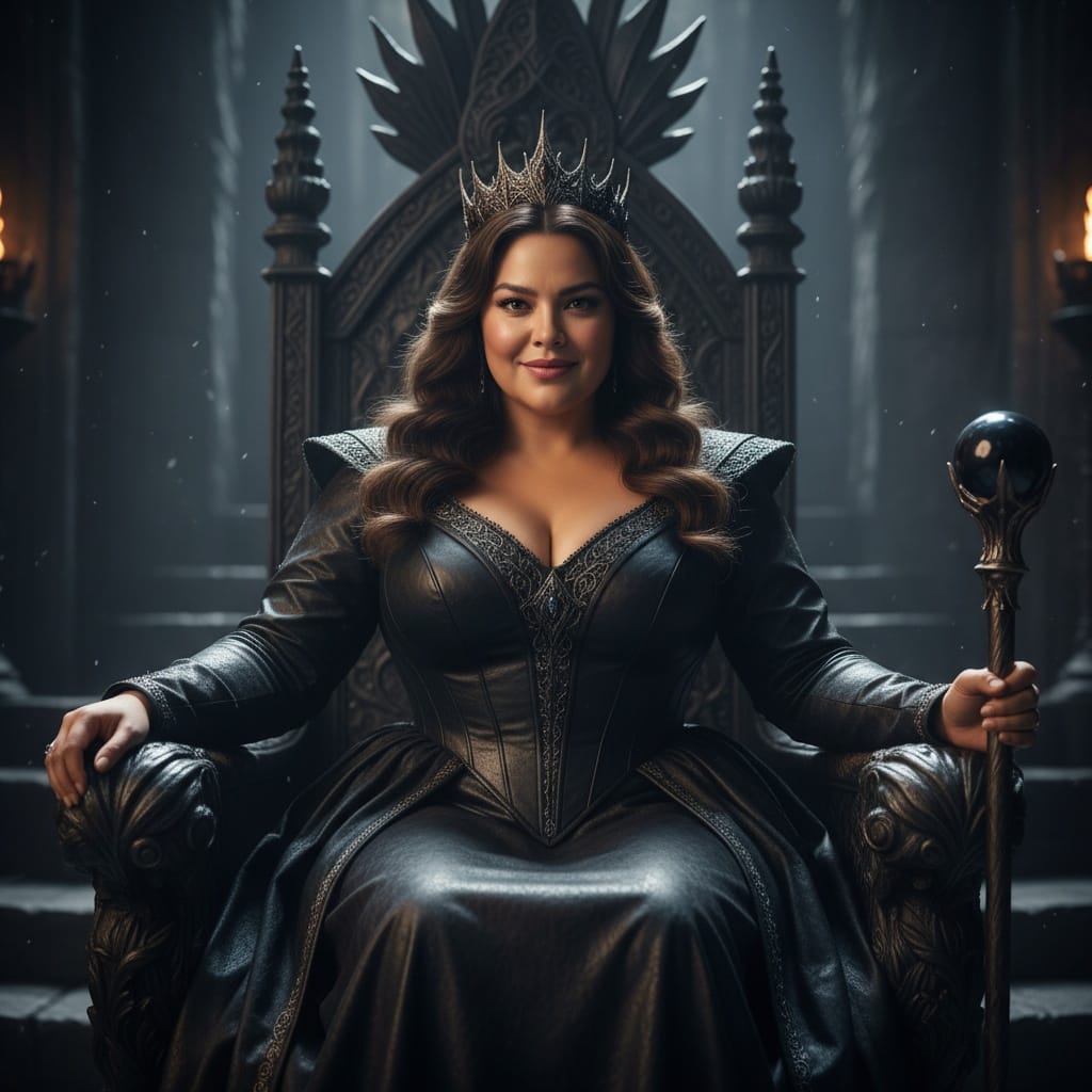 curve latino woman dark throne room ruler 15558459