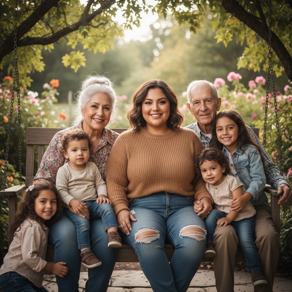 curve latino woman grandparents with grandchildren 88139690