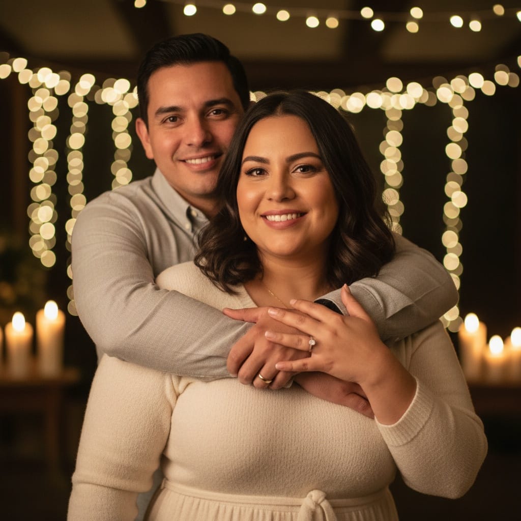curve latino woman hugging from behind 95229828