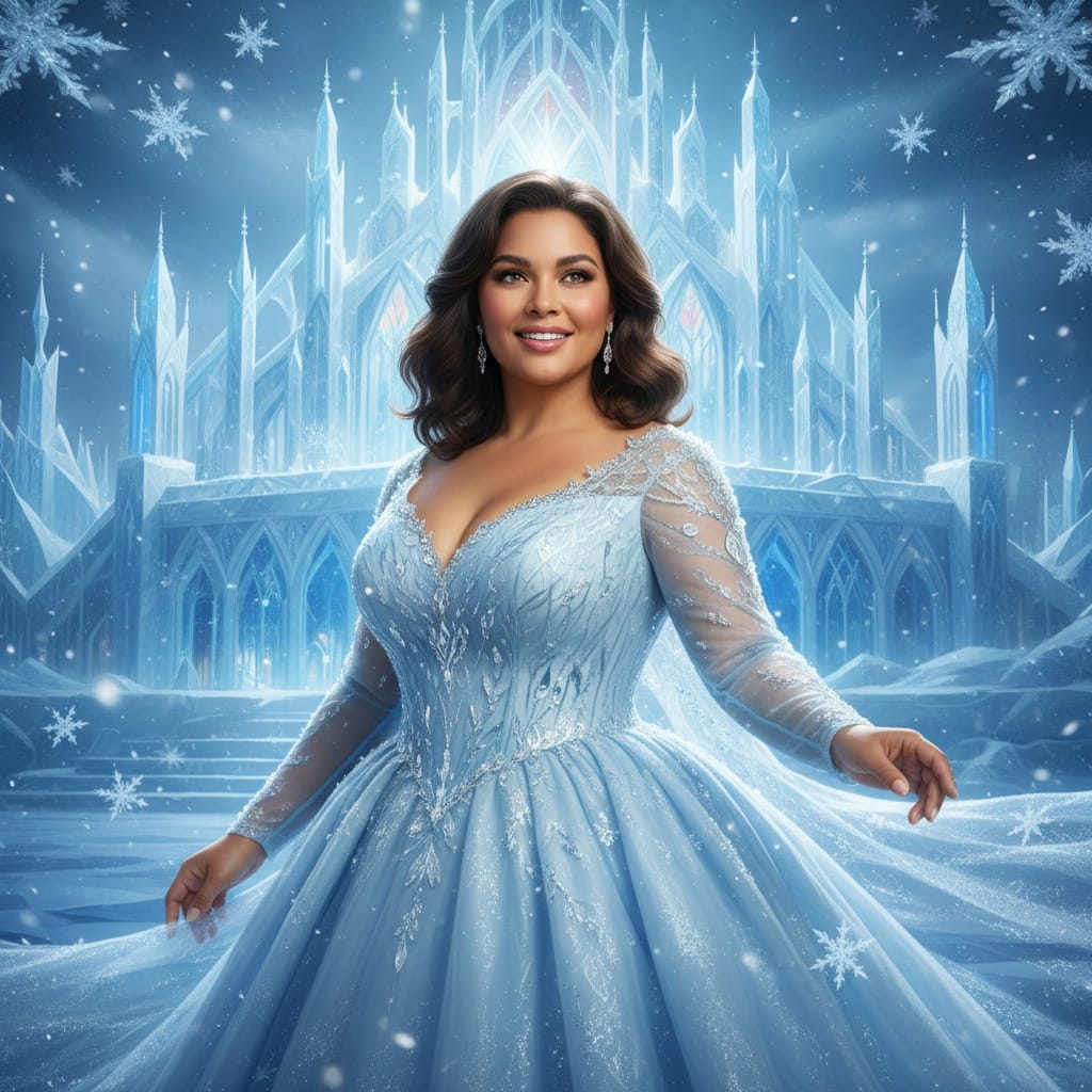 curve latino woman ice palace winter scene 37973884