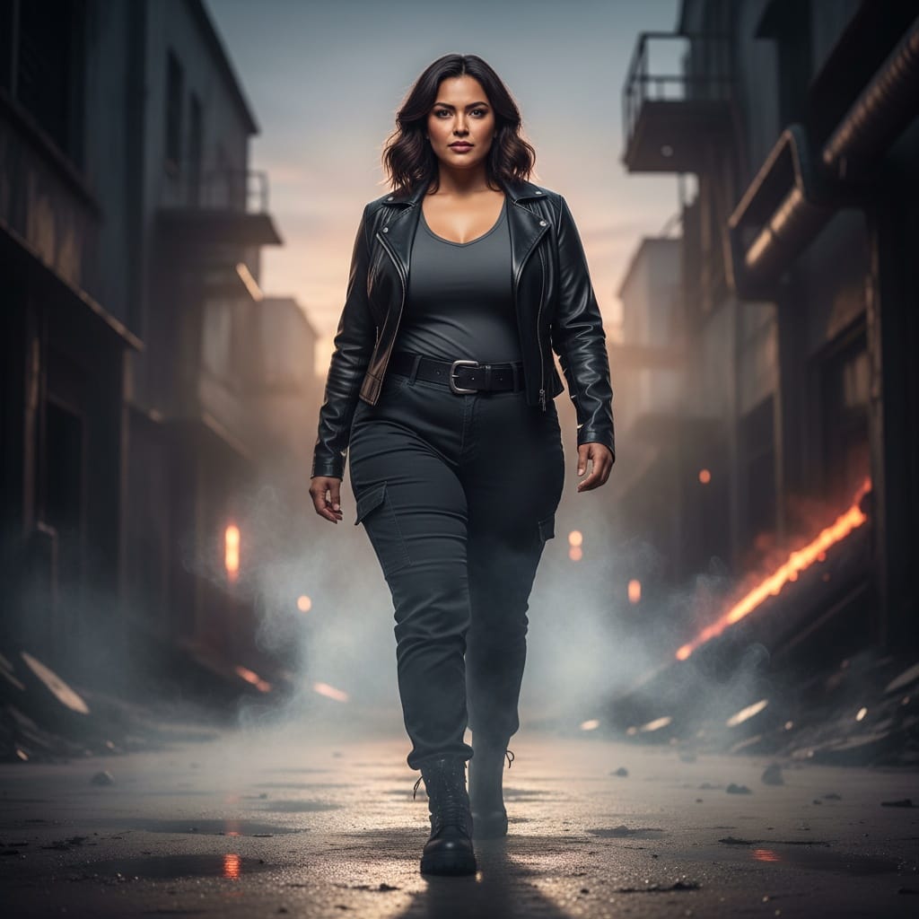 curve latino woman intimidating forward walk 46036448