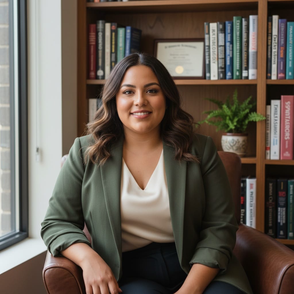 curve latino woman library bookshelf background 77382963